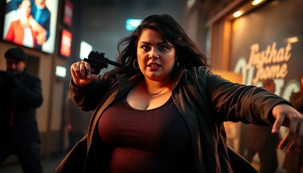 A plus-size woman enjoying a feel-good drama at home.