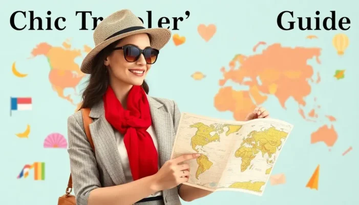 Well-dressed traveler with cultural symbols depicting global understanding.