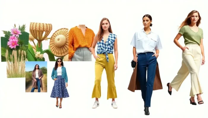 A collage showcasing various sustainable fashion elements, including eco-friendly fabrics and ethical clothing designs.