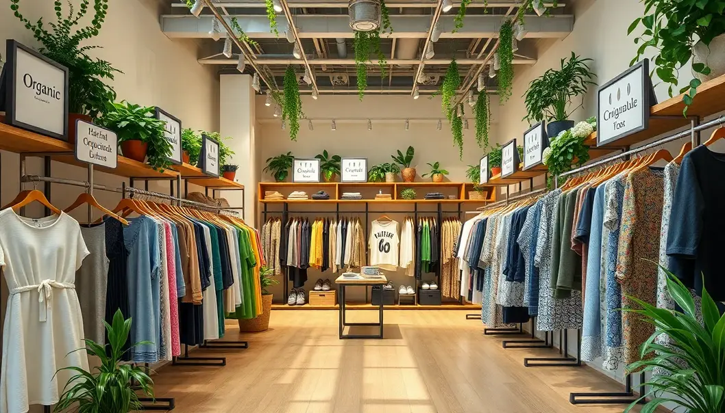 A sustainable fashion store embracing eco-friendly materials and fair trade values.